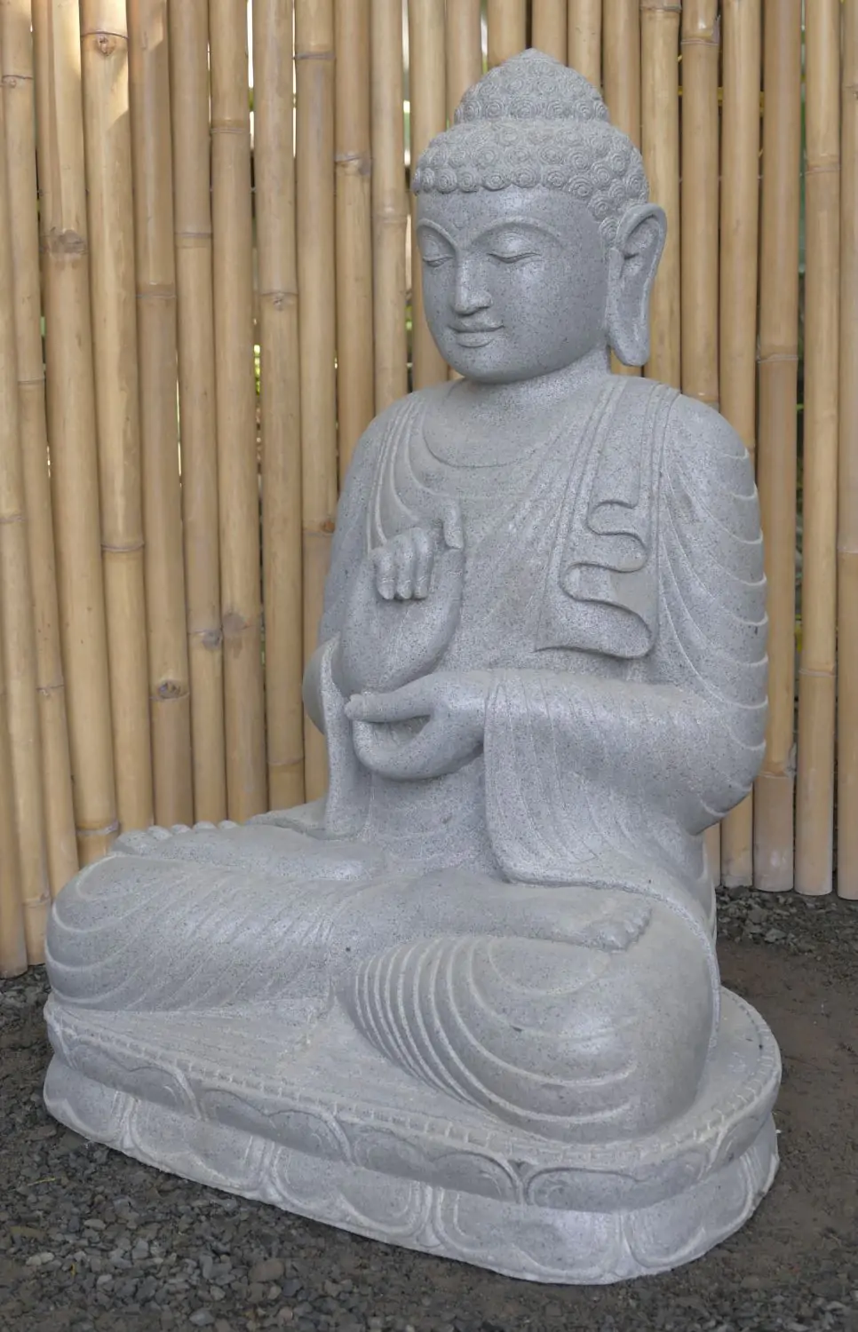  Product image 3 of the product “Seated Buddha, position Dharmachakra, 70 x 54 x 100 cm, riverstone grey ”